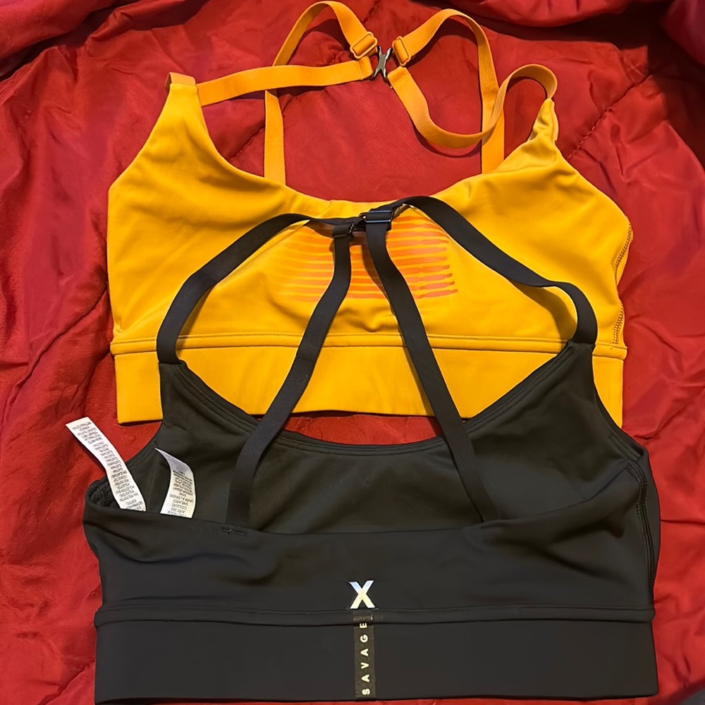Two sports bras from Savage X Fenty,